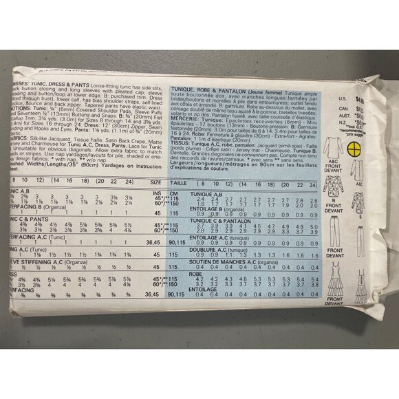 Butterick 5840 Richard Warren Sewing Pattern 20-22-24 Tunic Dress Downton UNCUT - Picture 3 of 6